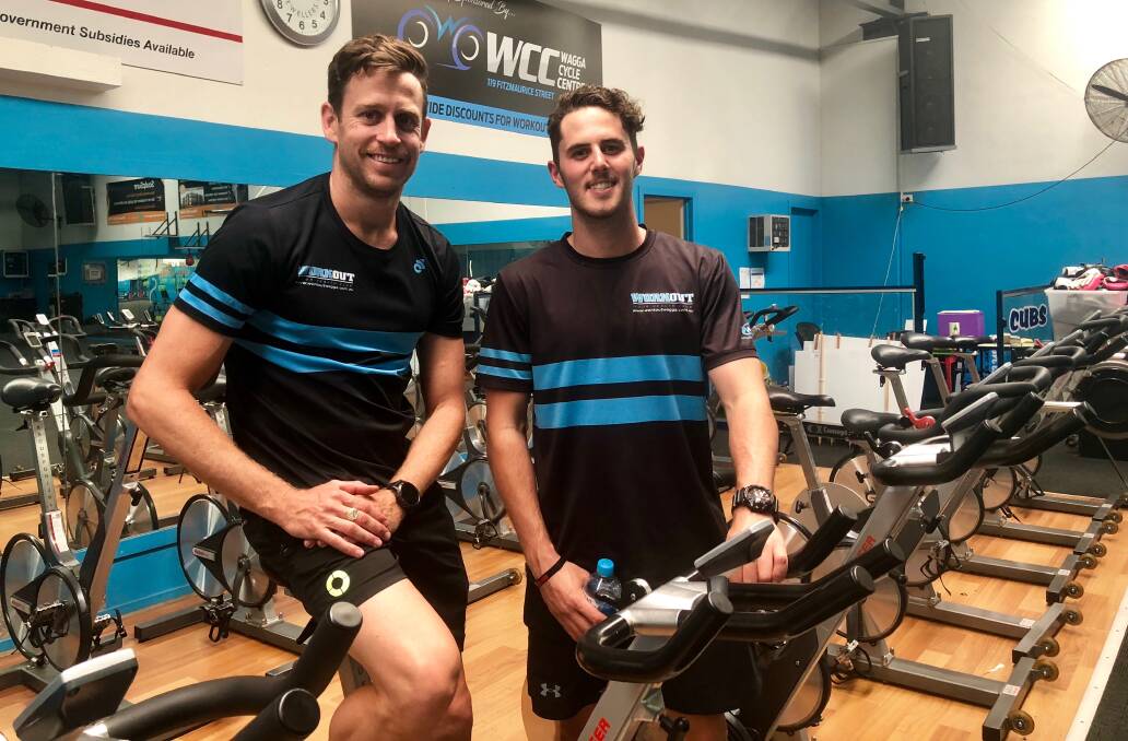 HELPING OTHERS: Personal trainers Jared Kahlefeldt and Nick Leary at Workout Wagga who is helping to raise awareness of men's health. Picture: Toby Vue