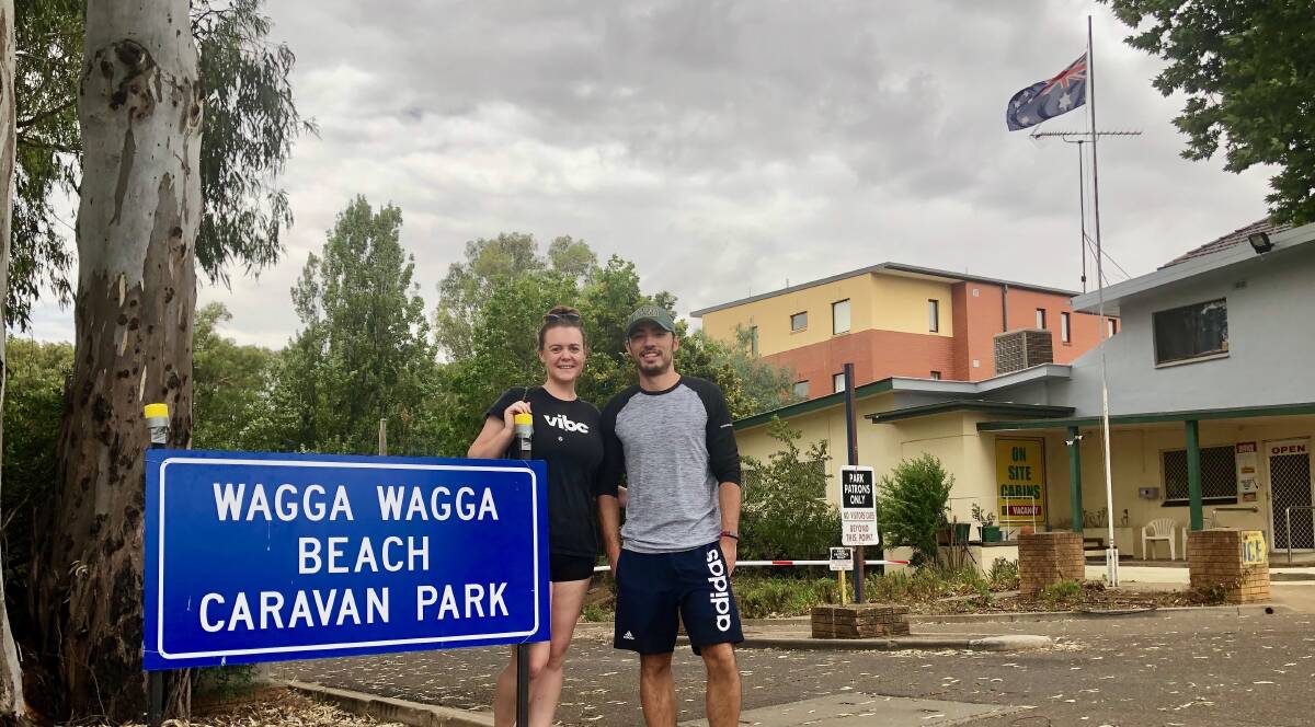 MIXED FEELINGS: Rebecca O’Connor and Mark Henriksen who visited Wagga have different opinions about the Riverside project that is set to open up more areas and transform Wagga Beach. Picture: Toby Vue