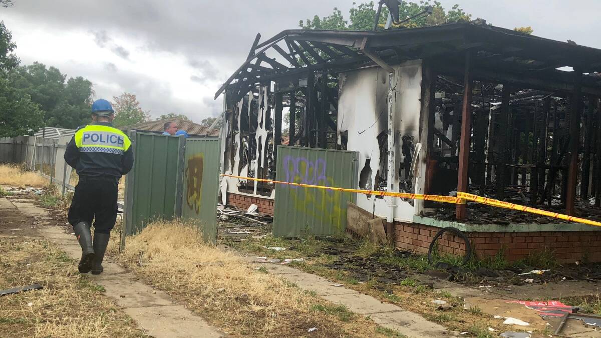 CRIME SCENE: Wagga police have established a crime scene in Tolland after fire destroyed a house on Wednesday morning.