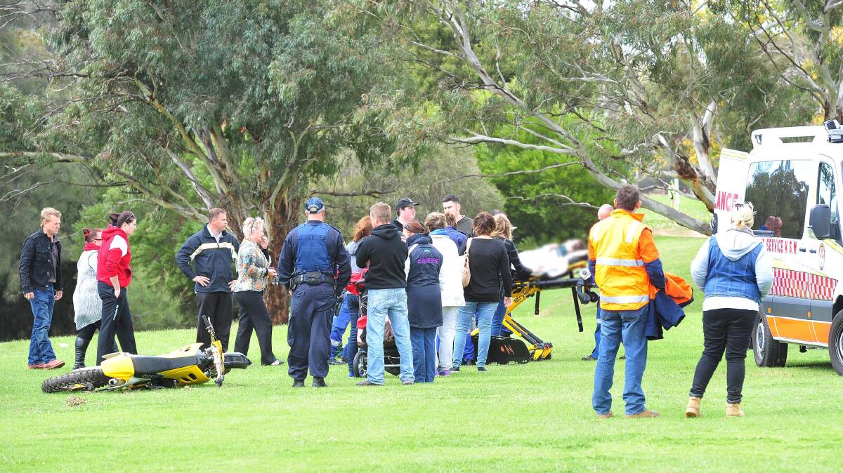 CRASH SCENE: The incident at Jubilee Park in May 2015 when a teenager crashed a trail bike into an 11-year-old girl, leaving her with life-threatening injuries. She was playing an Aussie Rules game at the time.