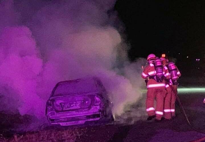 CONTAINED: Wagga's firefighters put out another car fire - this time on Elizabeth Avenue, Gregadoo. Picture: Forest Hill Rural Fire Brigade
