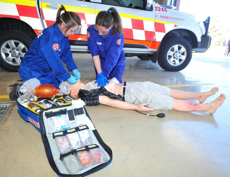 NSW Ambulance Service volunteers at Coolamon Ambulance station in 2017.