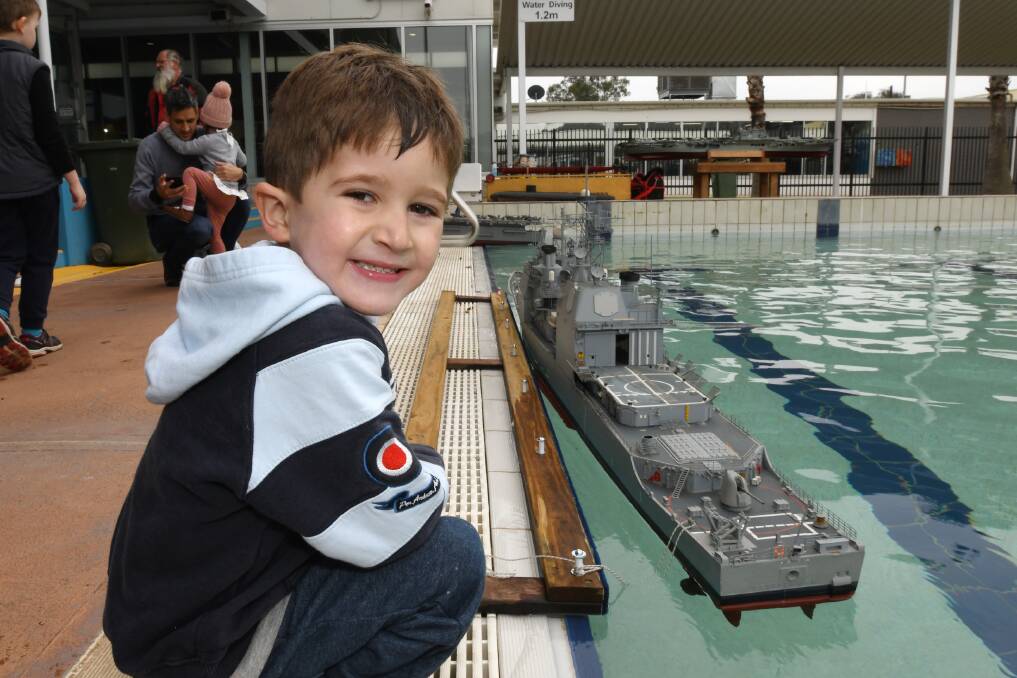 HAPPY: Thomas Lewis, 4, was one of many ship enthusiasts to attend the exhibition at Oasis.
