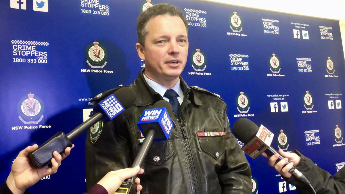 SEEKING: Riverina Police District's Detective Inspector Darren Cloake speak at a media conference on Friday about the stabbing in Ashmont. Picture: Toby Vue