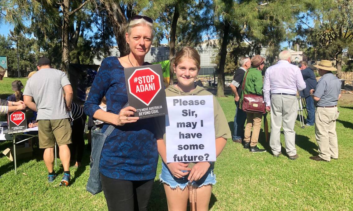 Celia Connor and her 12-year-old daughter, Olwyn at the climate change event. Picture: Toby Vue