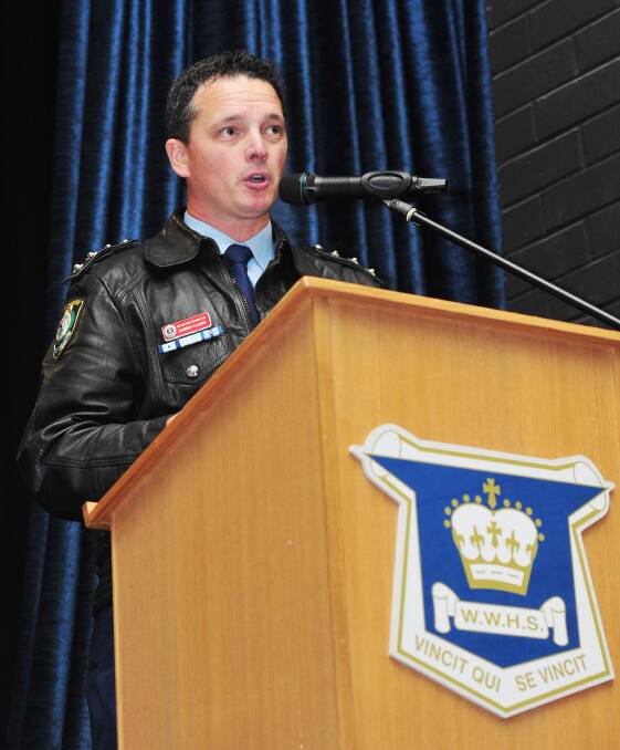 Detective Inspector Cloake was guest speaker at a 2015 drug information night at Wagga High School.