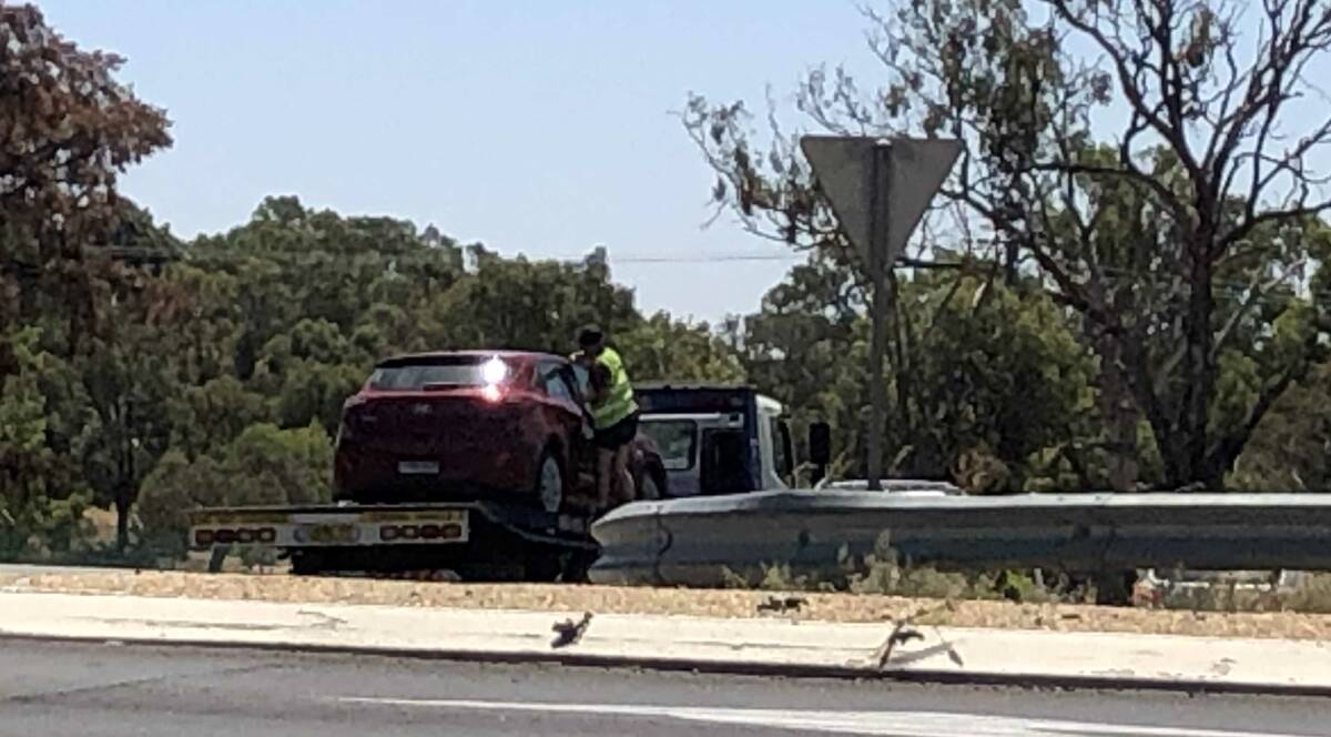 DAMAGED: One of the vehicles damaged from the incident on Sturt Highway at Moorong. Picture: Emma Horn