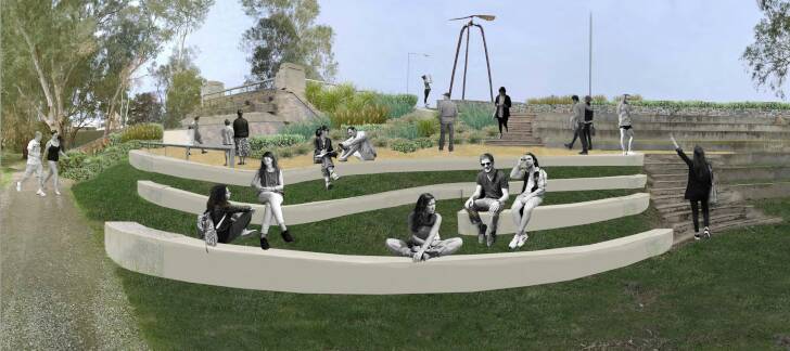 VISION: A concept of the riverbank featuring a viewing platform at Abutment A. Picture: Wagga City Council