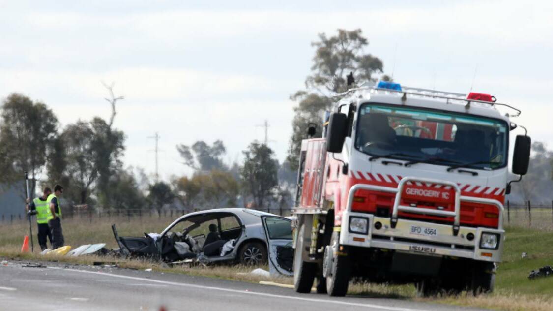 Emergency services at the scene of the crash. Picture: Kylie Esler