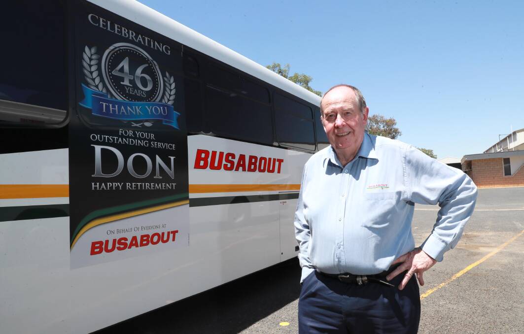 WELL DONE: Wagga man Donald Heffernan will retire on December 20 after becoming Busabout's longest-serving driver. Picture: Les Smith