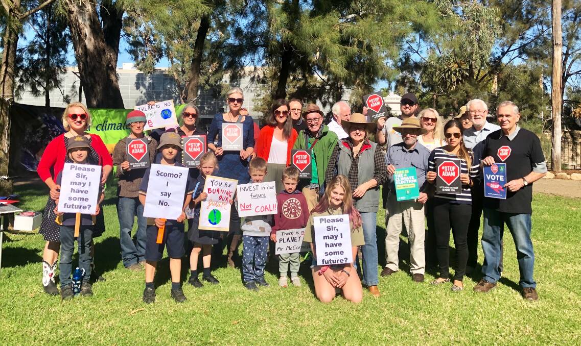 HOT TOPIC: The climate change demonstration outside Riverina MP Michael McCormack's office on Friday. Picture: Toby Vue
