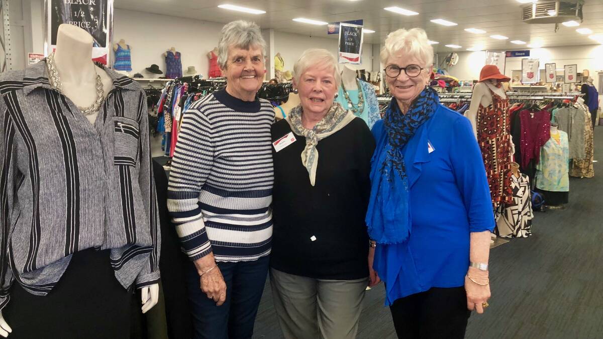 FAMILY: Pam Yeo, Carol Martin and Beverley Klassups at Wagga's Salvos Family Store will celebration National Op Shop Week from September 30 to October 6. Picture: Toby Vue