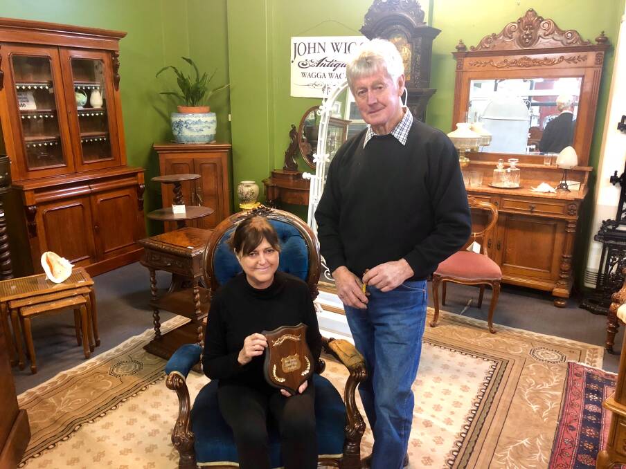 PASSION CONTINUES: Barbara and John Wigg at John Wigg Antiques in Nelson Arcade recently returned home with another 'Best Display Award' from the Tamworth Antiques and Collectables Fair last weekend. Picture: Toby Vue
