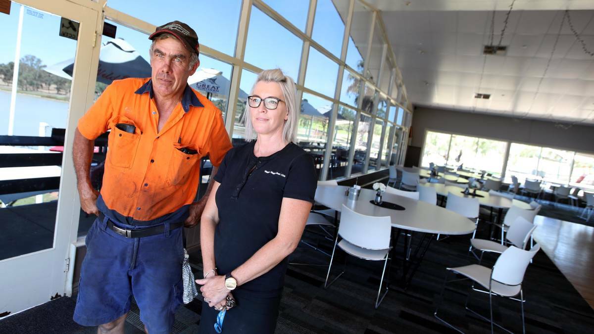 Mick Henderson and Anna Bolton inside the Wagga Boat Club. Picture: Les Smith
