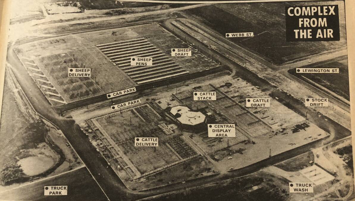 MAJOR DRIVER: An aerial view of the Wagga Livestock Marketing Centre, Bomen, in the Daily Advertiser in November 1979. The centre would become one of the Riverina's major economic driver.