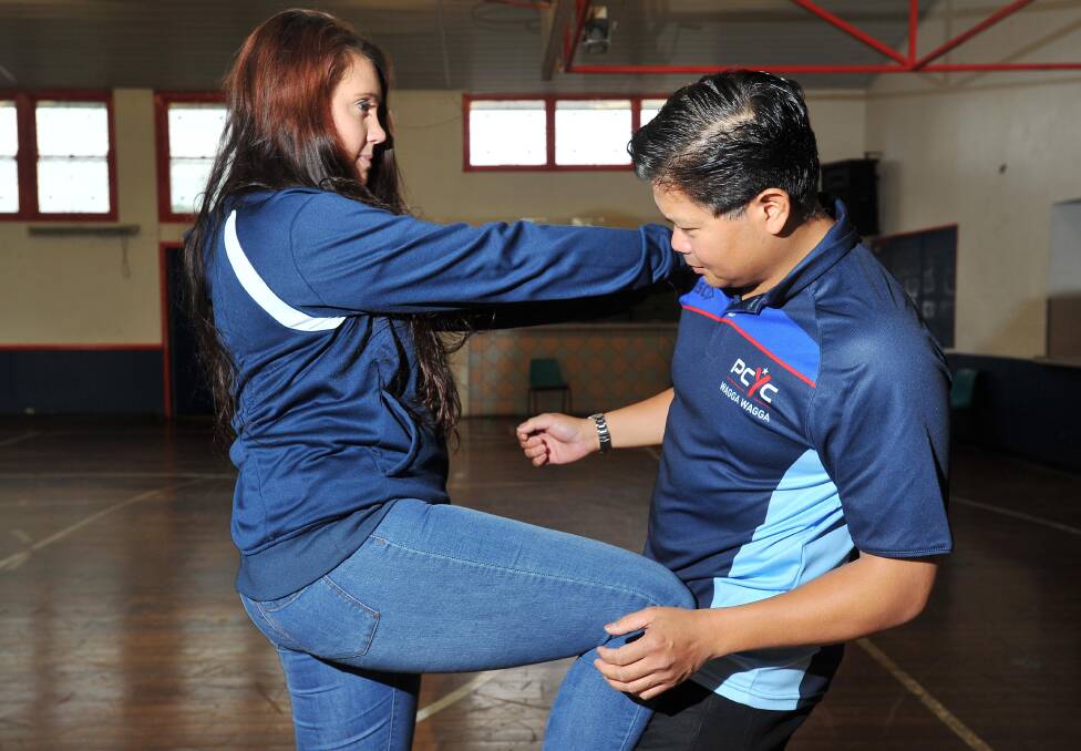 Women's self defence at PCYC Wagga, assistant manager Stefanie Cheney with David Bardos, PCYC president. Picture: Kieren L Tilly 