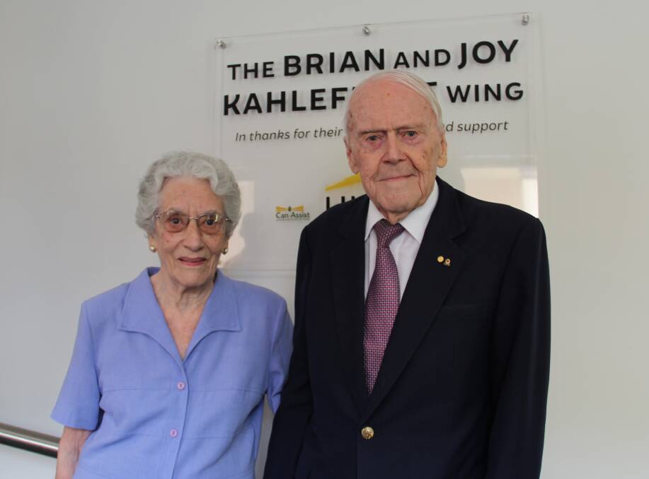 HONOURED: Joy and Brian Kahlefeldt attending the naming of a wing which will be named in their honour at Wagga's Lilier Lodge. 
