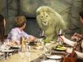 Jake the White Lion visits guests during their dinner in the uShaka Lodge Dining Room. Picture supplied