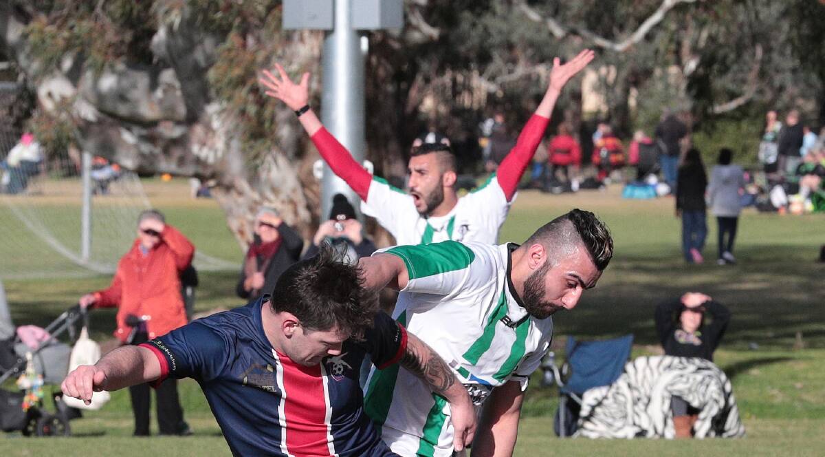 BROTHERS IN ACTION: Fred and Henri Gardner (pictured in 2017 against Henwood Park) were pivotal in Lake Albert's 4-1 win over Wagga United on Saturday. 