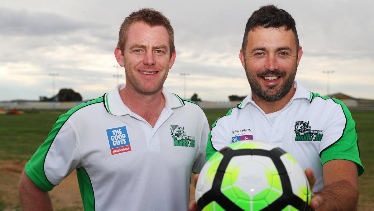 HELPING OUT: South Wagga coach Ben Holt (right) leaped at the chance to play against Wanderers and test out his new recruits. 