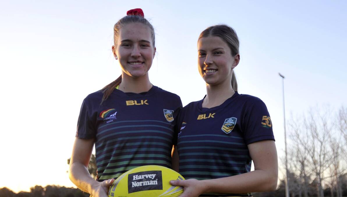 WORLD CHAMPIONS: Rhiannon Podmore and Vienna Randal won gold for Australia at the Youth Touch World Cup. 