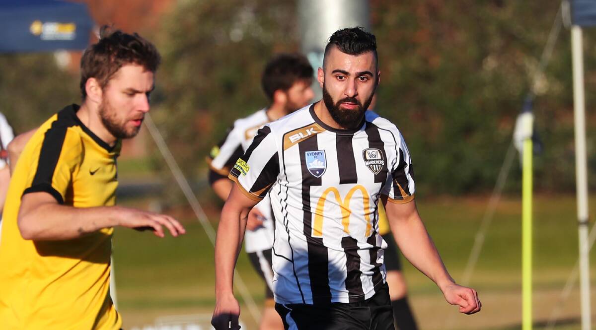 STRIKER: Henri Gardner (right) bagged the opening goal of Wanderers' 4-0 win over South Wagga.
