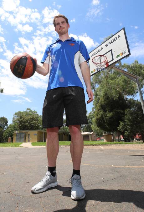 TALL TIMBER: Standing an imposing six-foot-eight, American import Matthew Brunell brings a larger-than-life feel to Wagga Heat's 2019 playing squad just five weeks out from their season opener. Picture: Les Smith