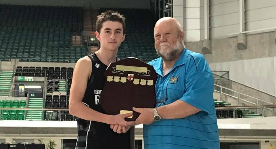 RECOGNISED: Wagga and Riverina water polo representative Rex Gallaher (left) was awarded the Best Allrounder prize at the NSW Combined High Schools Sports Association championships last week. Picture: Supplied