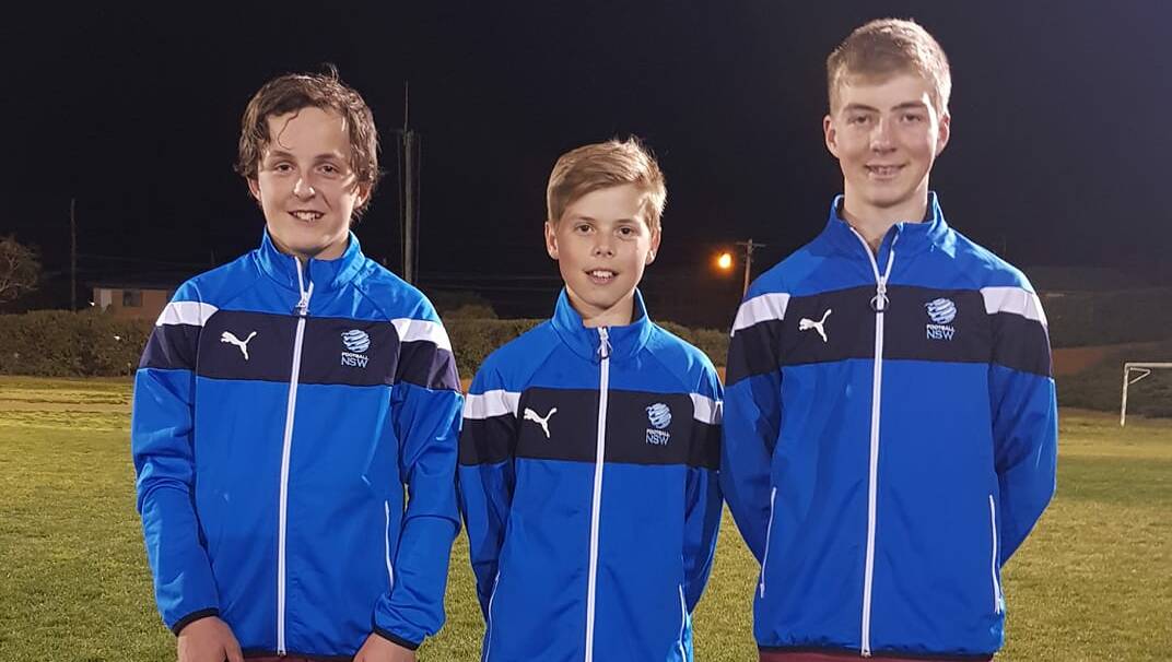 Wagga City Wanderers trio Hugh Jenkins (under 13s), Daniel Castle (under 14s) and Ethan Watt (under 14s) are set to represent NSW Country alter this month. Picture: Supplied