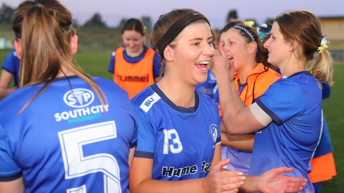 INFLUENTIAL: Tolland's Lizzie Read (pictured after the 2017 grand final) was a key figure in the Wolves' 3-2 win over Junee. 