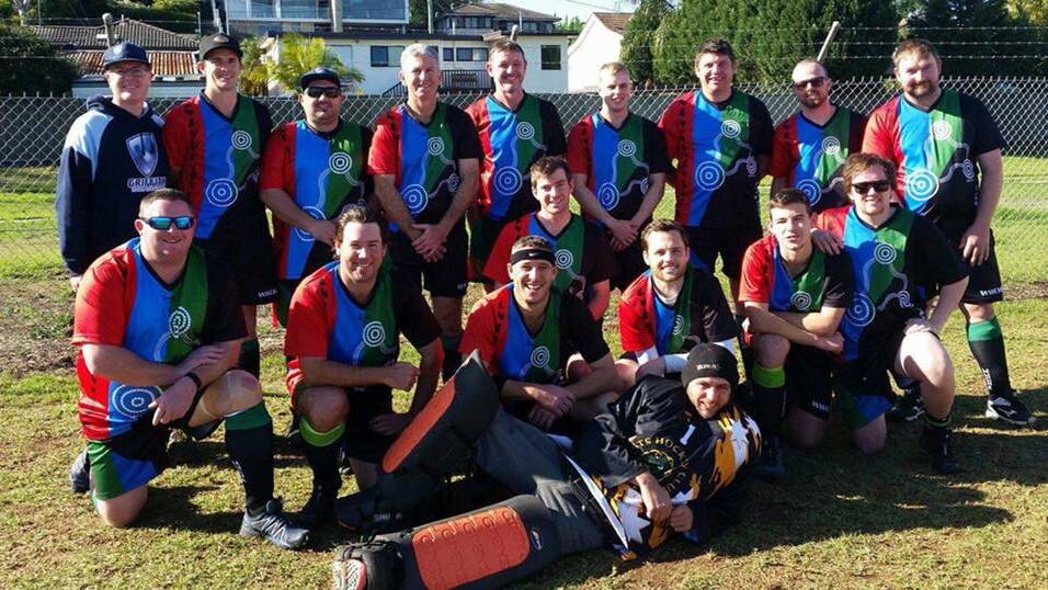 ALL THE LADS: Wagga's open men's hockey team take a quick photo break during their FSC campaign. Picture: Supplied
