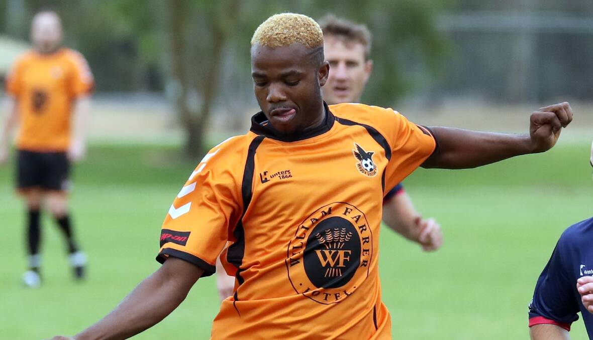 MAKING THE SHIFT: Dual-registered defender Prince Thompson has decided to quit Wagga City Wanderers and commit fully to Wagga United for the rest of the season. Picture: Les Smith