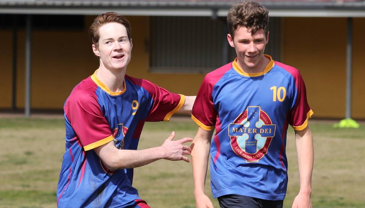 STARTING: Jackson Holmes and Luke Stevens will line up for Mater Dei for next week's Creed Shield decider against Wagga High. 