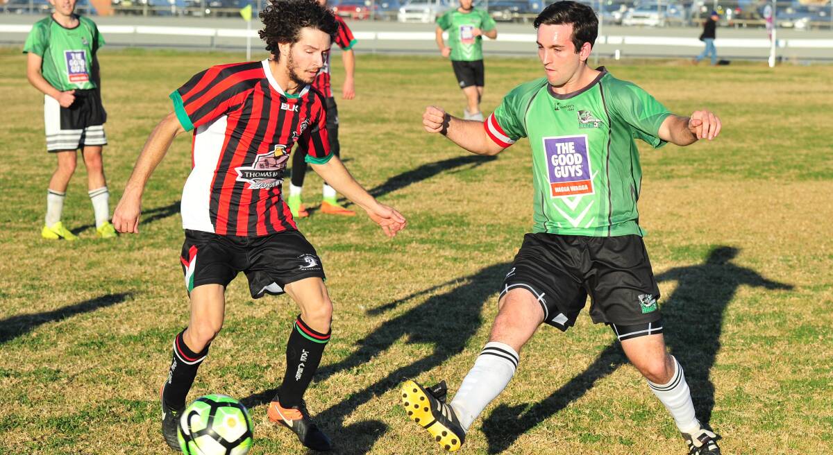 GREEN MACHINE: Thomas Mathewson (right) is expected to return for South Wagga alongside Moses Adesola in their Pascoe Cup clash with Cootamundra on Sunday.