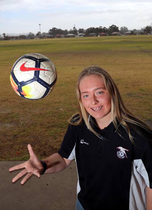 READY FOR FINALS: Henwood Park striker Brooke Gayler will be a key figure in the Hawks' line up against Junee during the Leonard Cup major semi final at Rawlings Park on Sunday. Picture: Les Smith