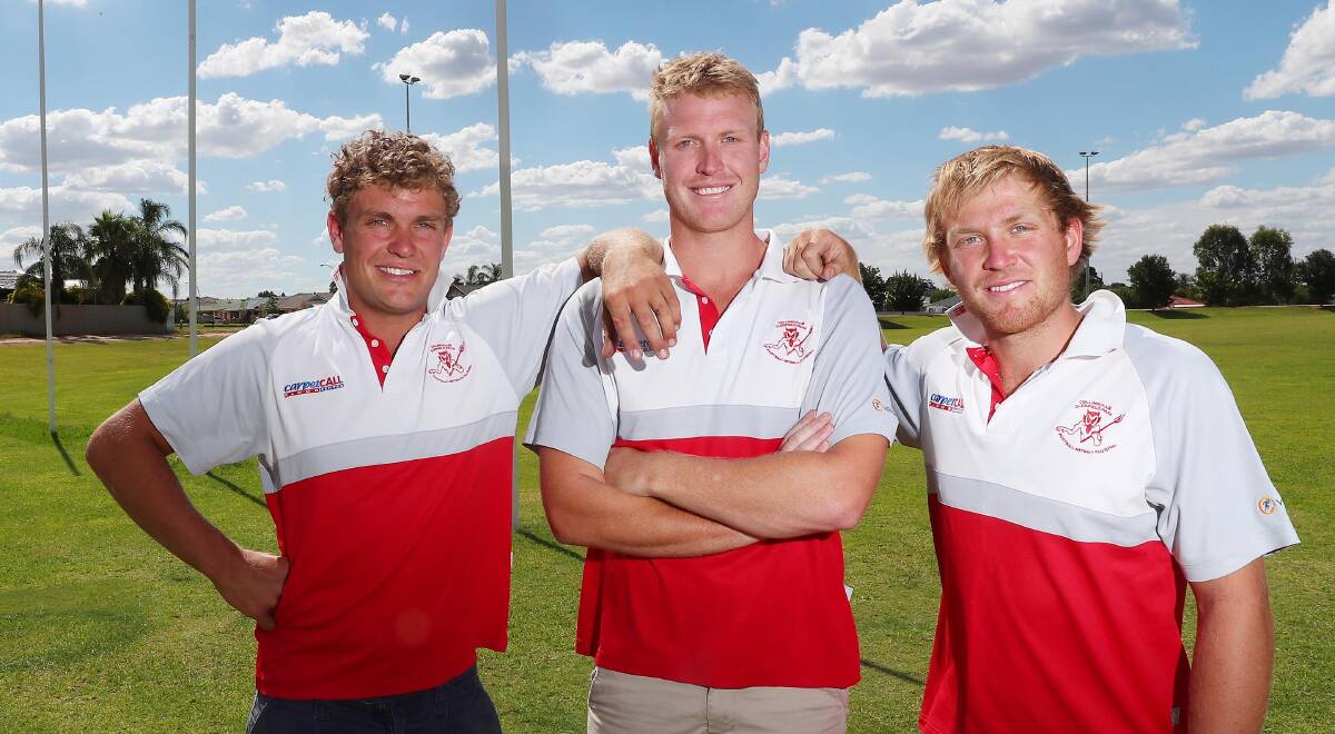 FAMILY AFFAIR: With Jayden (left), Ben (centre) and Matt (right) in the mix, there's a distinct Klemke feel to Collingullie-Glenfield Park's starting side. 
