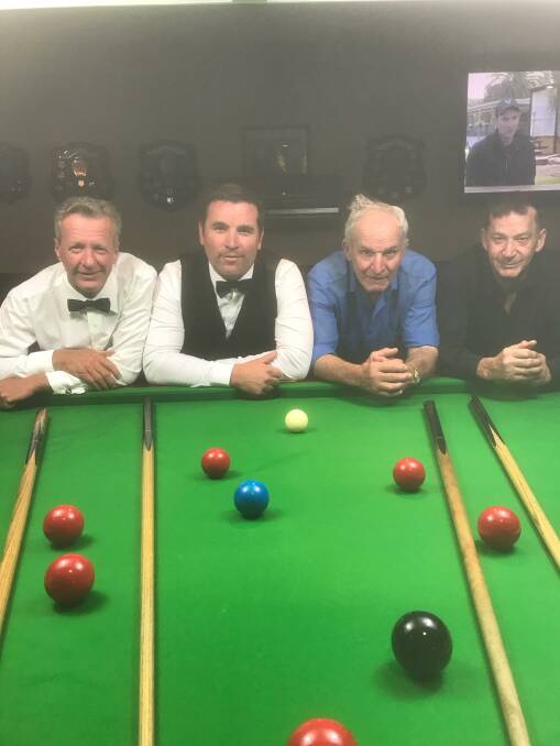 LINING THEM UP: High Icues (Iain Boyton and Christian De Camps) and Saints (Terry Storch and John Wells) at the Wagga RSL snooker double pennant grand final. Picture: Contributed