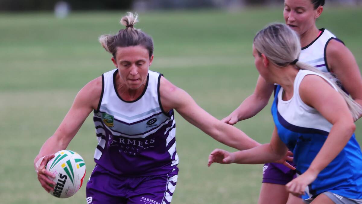 ON THE RUN: Michelle Forrell in action for Farmers Home Hotel against AKW Jets on Tuesday night. Picture: Emma Hillier