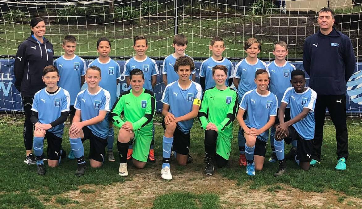 STRONG SHOWING: Three junior Wagga City Wanderers stars (Joshua Surian, Alex Ballard, Cooper Gilham) featured in the under 12s Riverina side at State Titles last week.