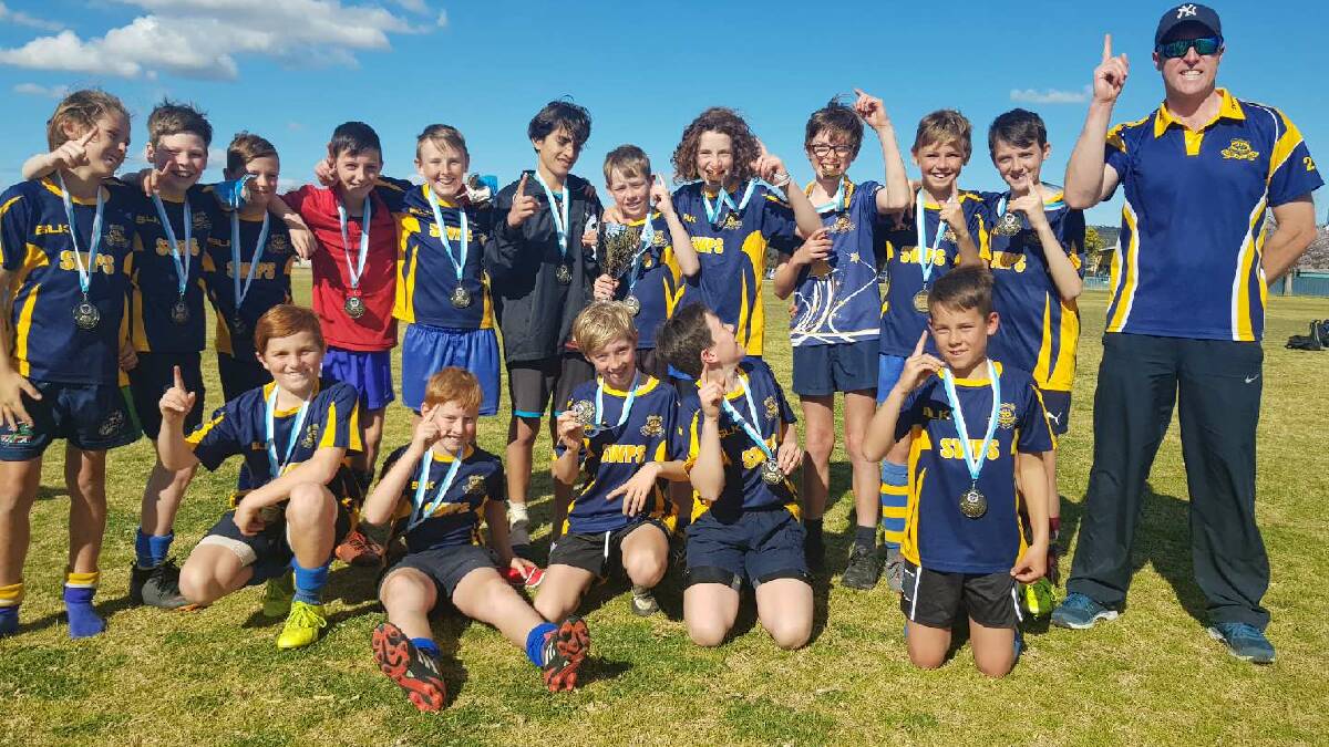 DOUBLE THE FUN: South Wagga Public School celebrate going back-to-back in the Sydney FC Cup. Picture: Supplied