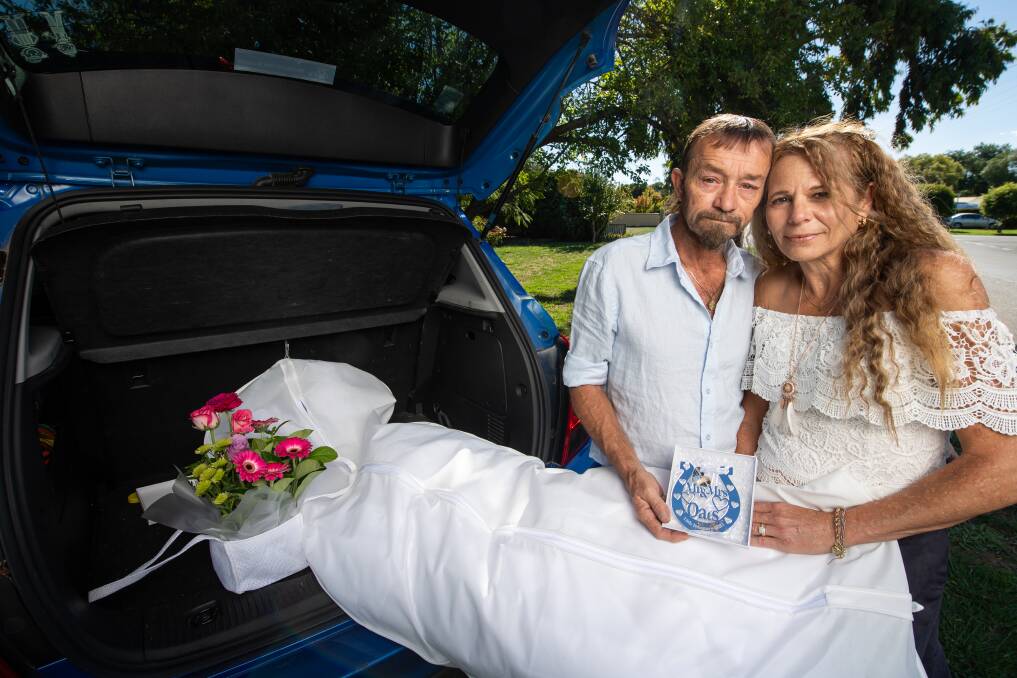 DEVASTATED: William Oats and Sue Lindupp have been together for 26 years and have now had to cancel their wedding three times. Picture: MARK JESSER