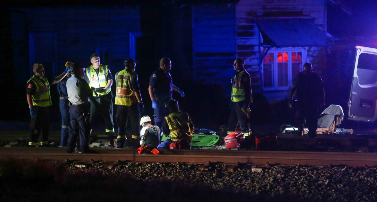 TRAIN ACCIDENT: A man in his 20s was airlifted to Canberra hospital in a serious but stable condition after being hit by a train in Henty. Pictures: TARA TREWHELLA