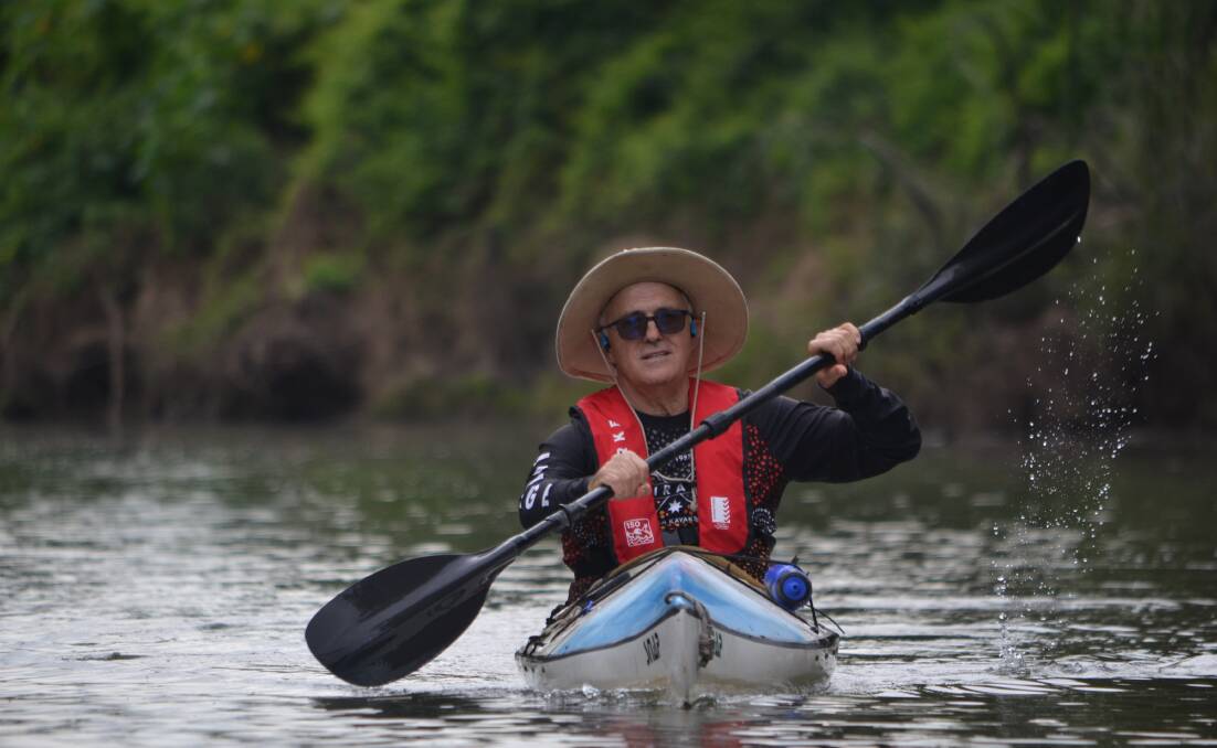 Former Prime Minister Malcolm Turnbull explores the Hunter River in a kayak. Picture: Scott Bevan