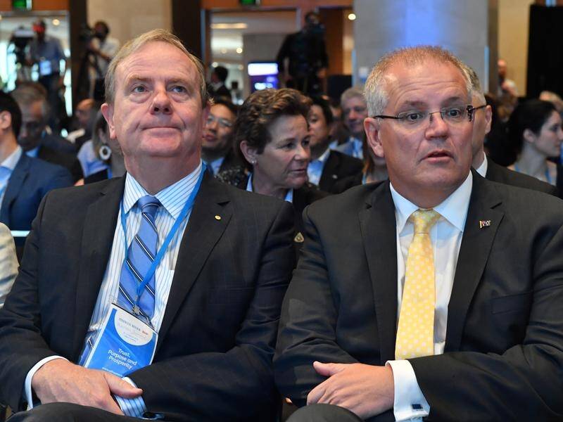 Nine Chairman Peter Costello and Prime Minister Scott Morrison teamed up as recently as March.