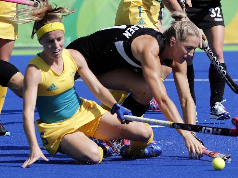 New Hockeyroos skipper Emily Smith (L) admits she's feeling pressure ahead of the Comm Games.