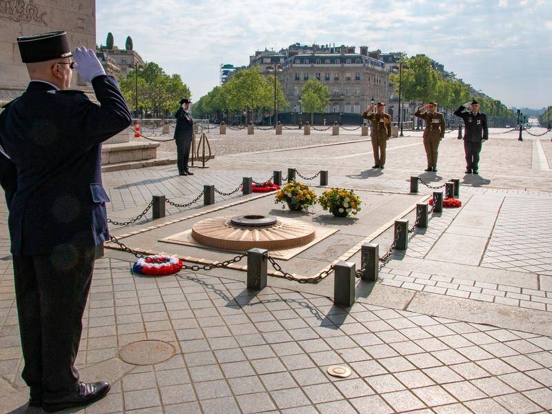 Australian Defence Force members were invited to mark Anzac Day in locked-down Paris.
