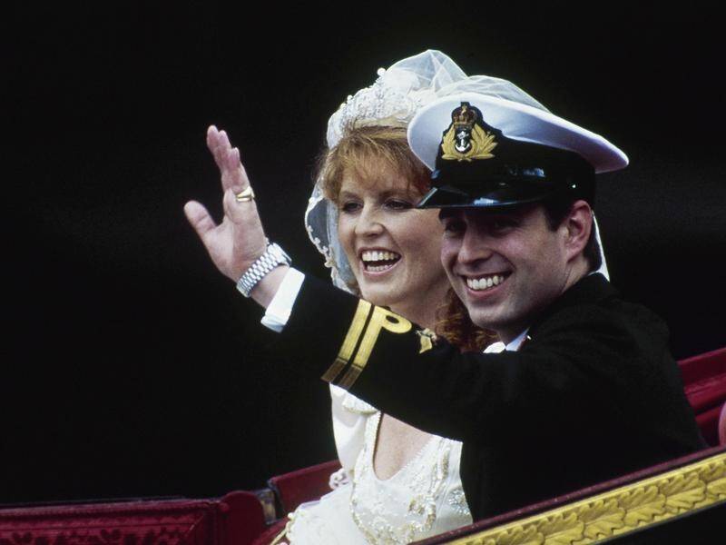 Prince Andrew and his bride, Sarah, leave Westminster Abbey following their marriage in 1986.