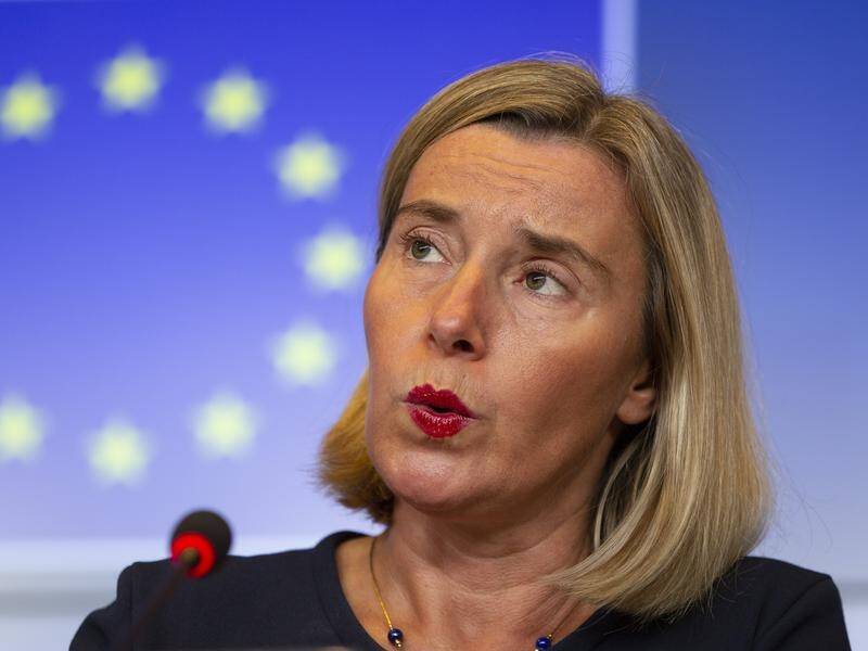 EU foreign policy chief Federica Mogherini announced a ban on arms to Turkey over Syria.