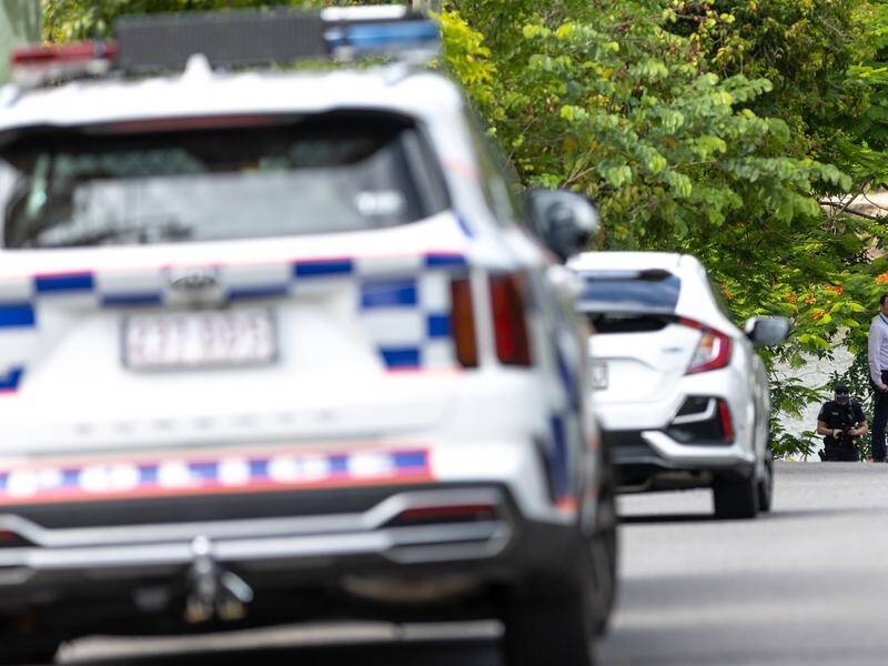 Three police cars were damaged in the latest incident involving stolen cars, in Surfers Paradise. (Russell Freeman/AAP PHOTOS)