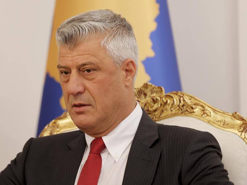 Kosovo's President Hashim Thaci says he will resign immediately to face a war crimes trial.
